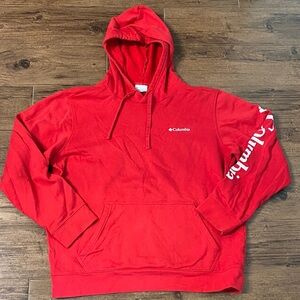 Columbia Red Hooded Pullover with Logo Sleeve L